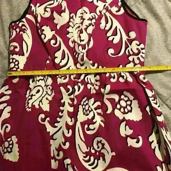 Crown and Ivy Pink White Paisley Print Fit and Flare Sleeveless Dress Size 12 - Picture 7 of 8